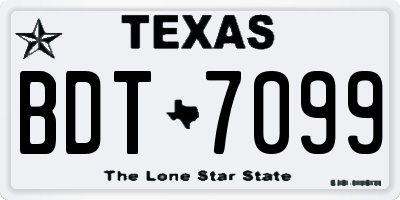 TX license plate BDT7099