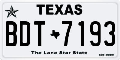 TX license plate BDT7193