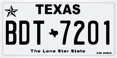TX license plate BDT7201