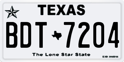 TX license plate BDT7204