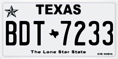 TX license plate BDT7233
