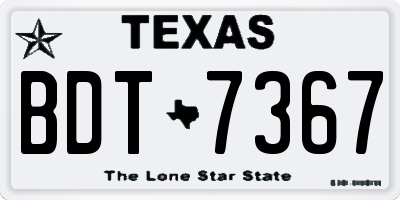 TX license plate BDT7367