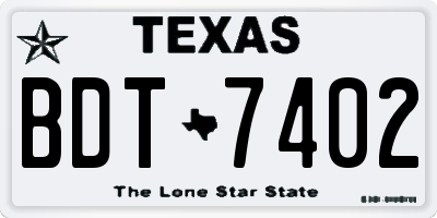 TX license plate BDT7402