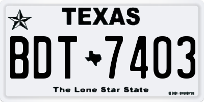 TX license plate BDT7403