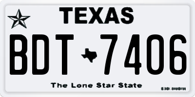 TX license plate BDT7406