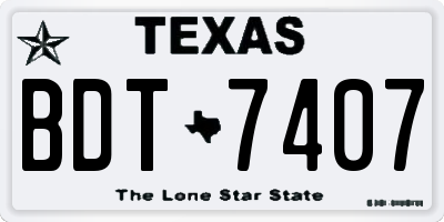 TX license plate BDT7407