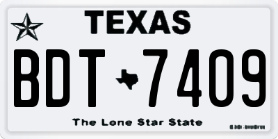 TX license plate BDT7409