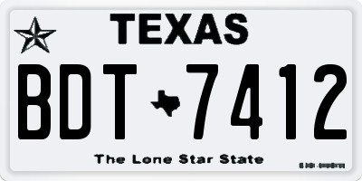 TX license plate BDT7412