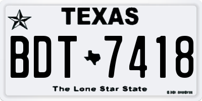 TX license plate BDT7418