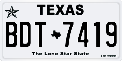TX license plate BDT7419