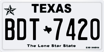 TX license plate BDT7420