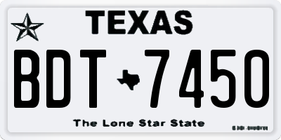 TX license plate BDT7450