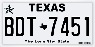 TX license plate BDT7451