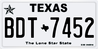 TX license plate BDT7452