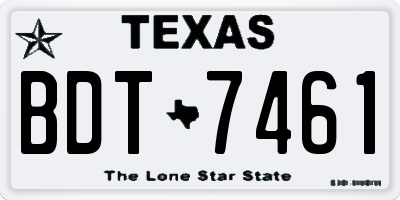 TX license plate BDT7461