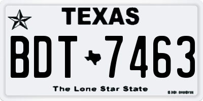 TX license plate BDT7463