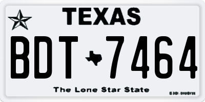 TX license plate BDT7464
