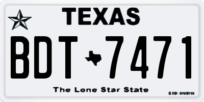 TX license plate BDT7471