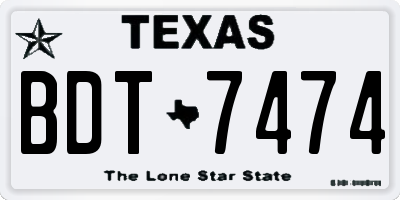TX license plate BDT7474