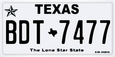 TX license plate BDT7477