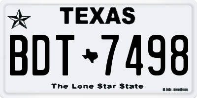 TX license plate BDT7498