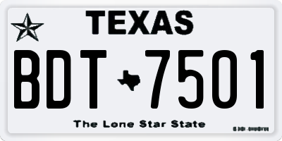 TX license plate BDT7501