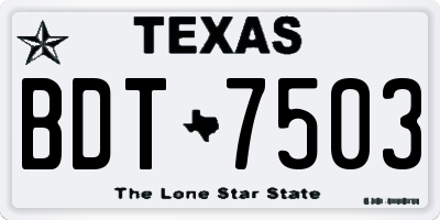 TX license plate BDT7503