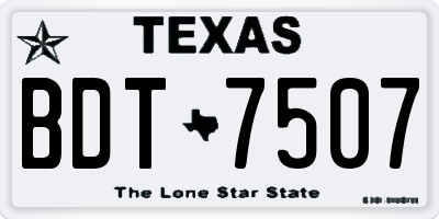TX license plate BDT7507