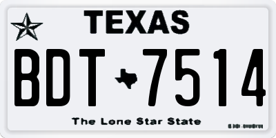 TX license plate BDT7514