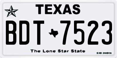 TX license plate BDT7523