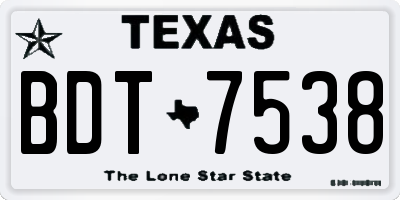 TX license plate BDT7538