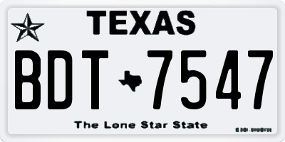 TX license plate BDT7547