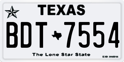 TX license plate BDT7554