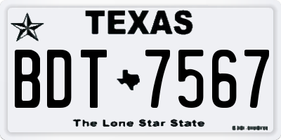 TX license plate BDT7567