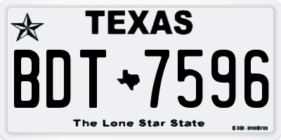 TX license plate BDT7596