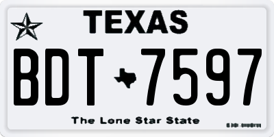 TX license plate BDT7597