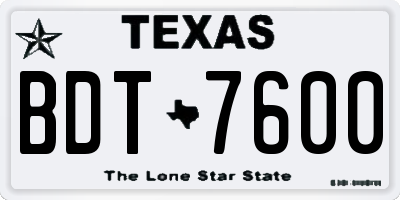 TX license plate BDT7600