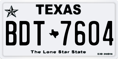 TX license plate BDT7604
