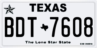 TX license plate BDT7608