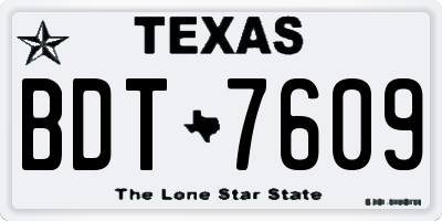TX license plate BDT7609