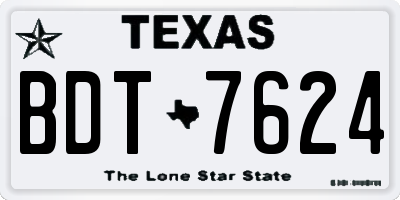 TX license plate BDT7624