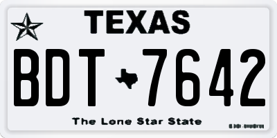 TX license plate BDT7642