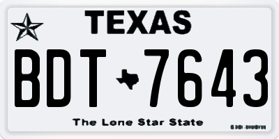 TX license plate BDT7643