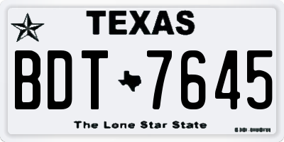TX license plate BDT7645
