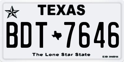 TX license plate BDT7646