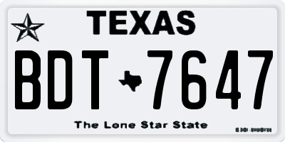 TX license plate BDT7647