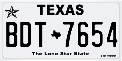 TX license plate BDT7654