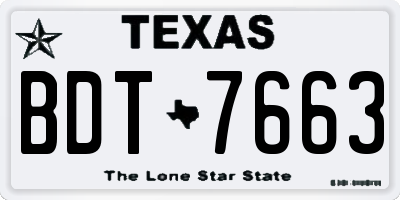 TX license plate BDT7663