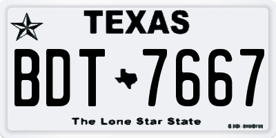 TX license plate BDT7667