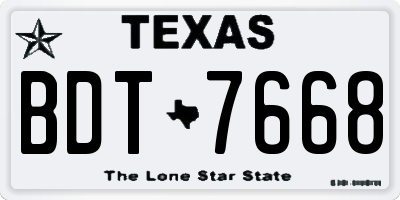 TX license plate BDT7668